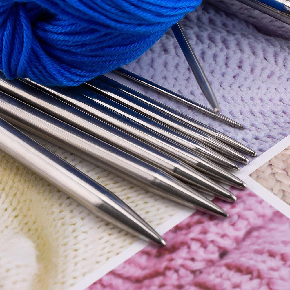 11PCS Circular Knitting Needles 80cm Stainless Steel Circular Needles