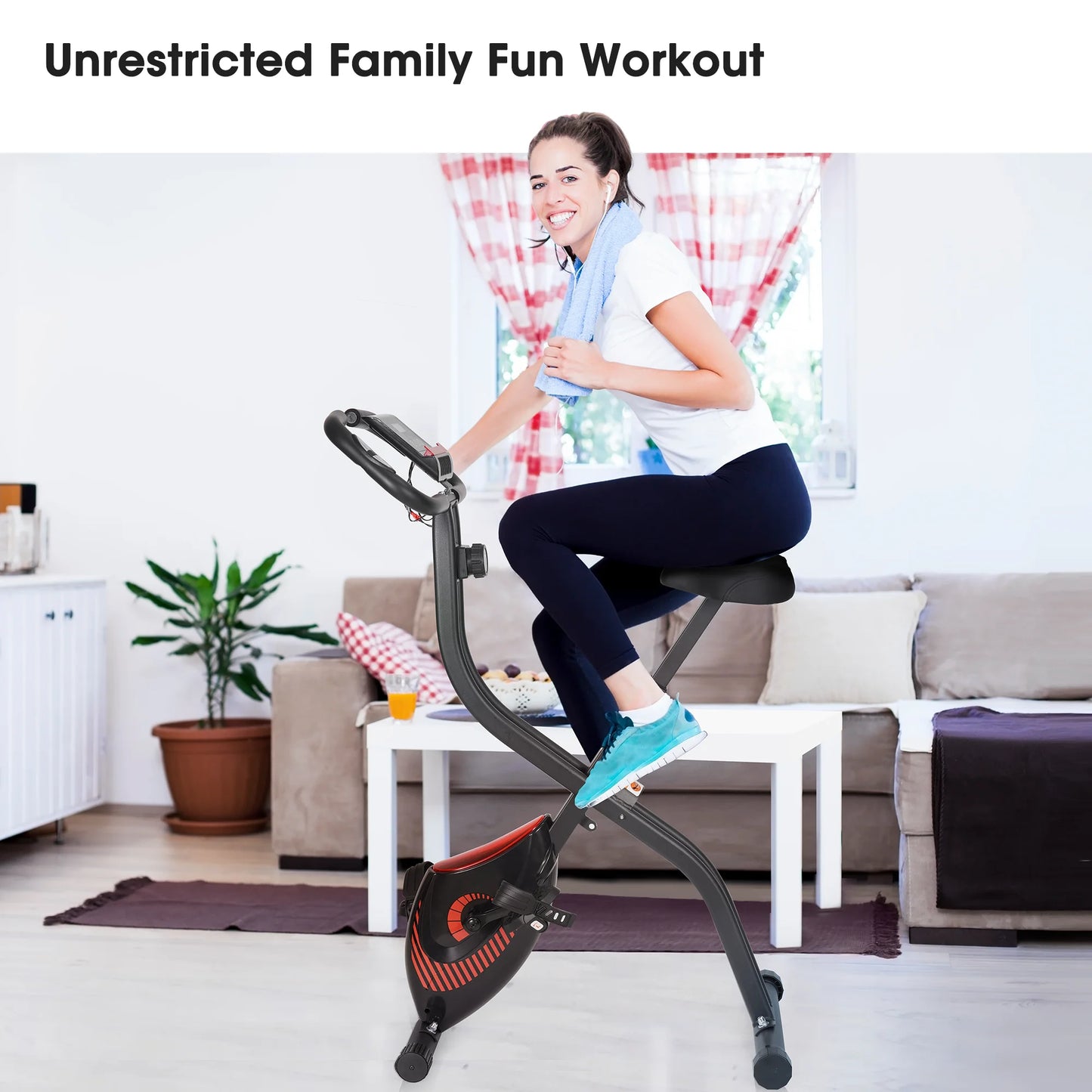 Folding Stationary Recumbent Exercise Bike with LCD Monitor