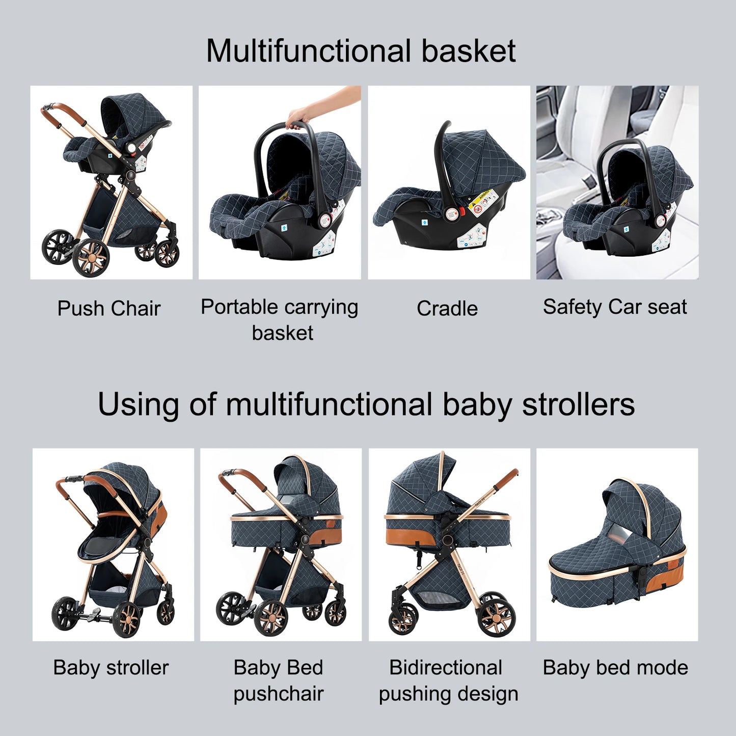 Luxury 3 in 1Baby Stroller