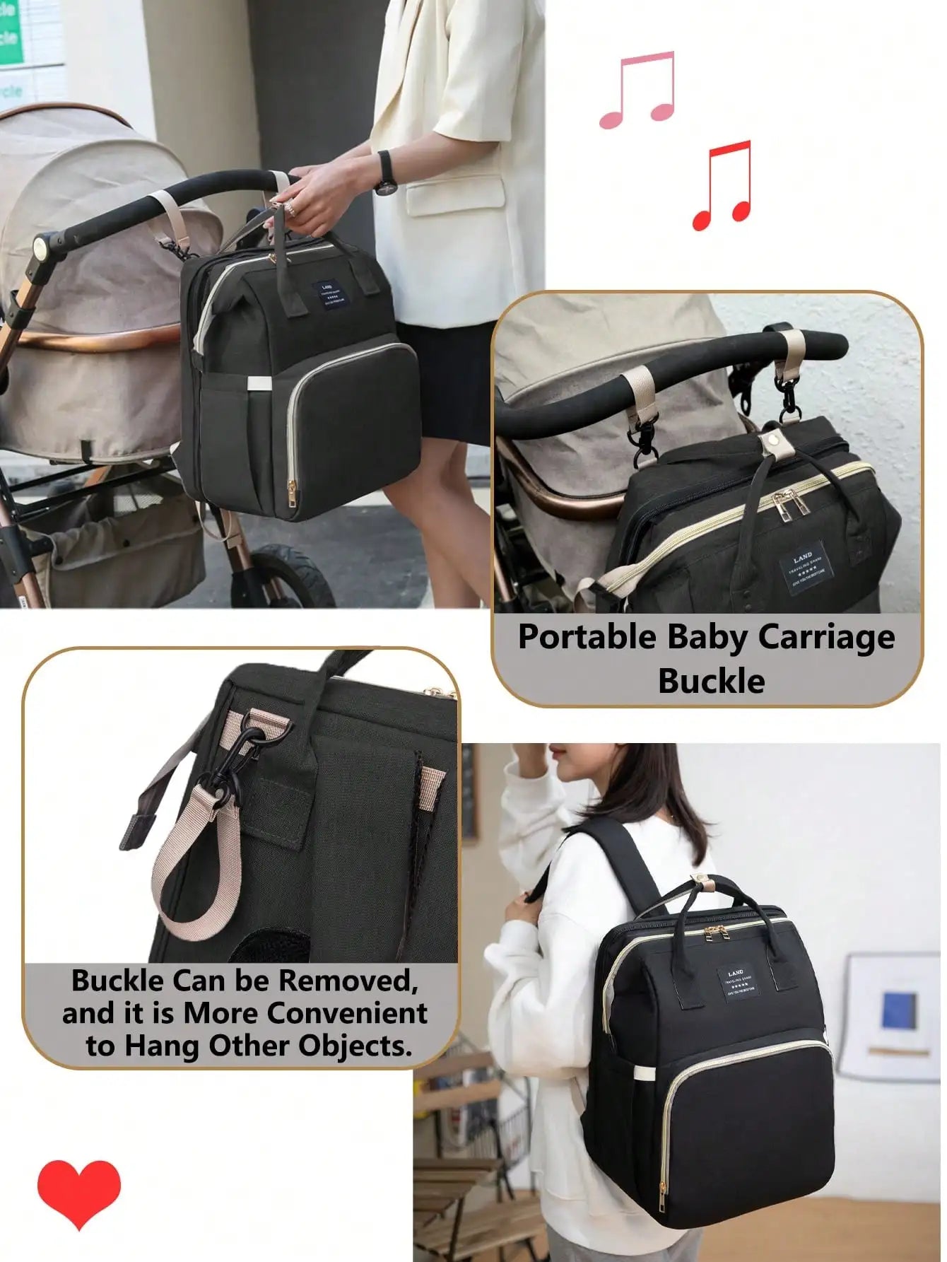 1pc Baby Diaper Bag Backpack with Changing Station