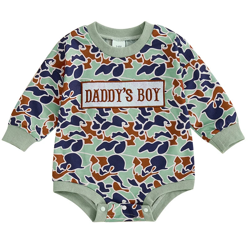 Infant Boys Long Sleeve Crewneck Casual Camouflage Jumpsuit