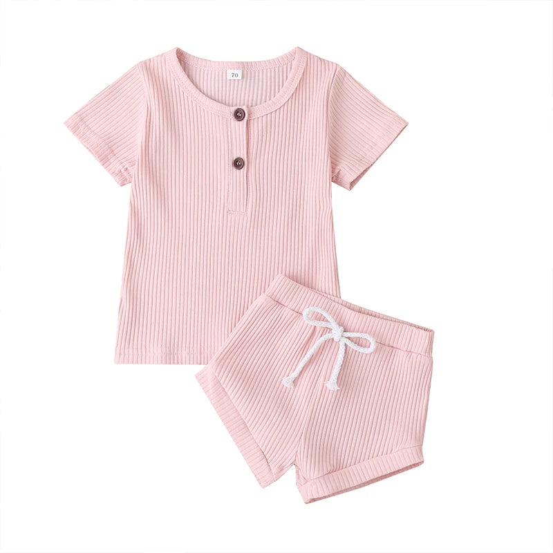 Infant Unisex Summer Knitwear Short Sleeve T-Shirt and Shorts Set