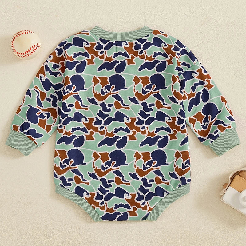 Infant Boys Long Sleeve Crewneck Casual Camouflage Jumpsuit