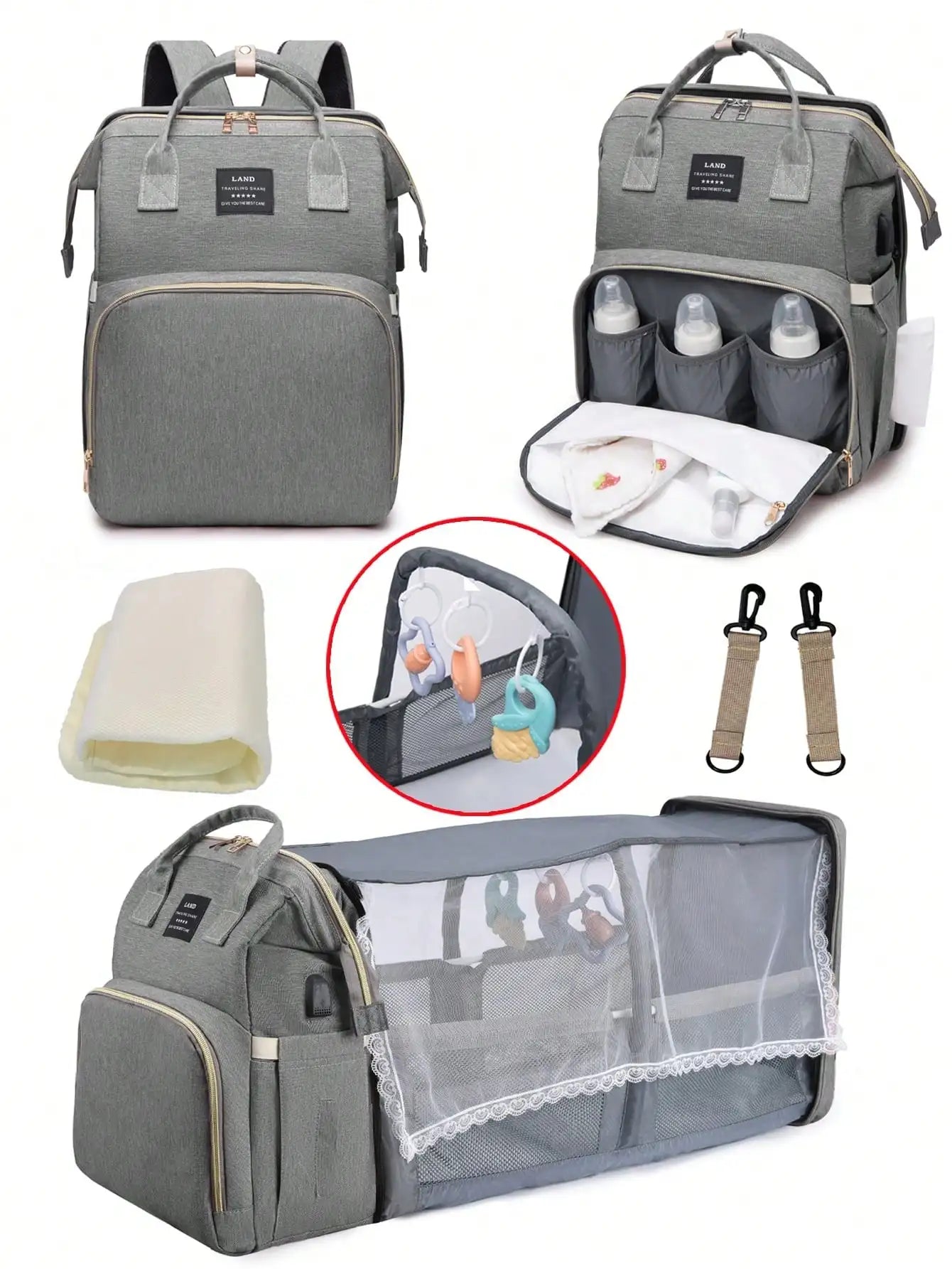 1pc Baby Diaper Bag Backpack with Changing Station