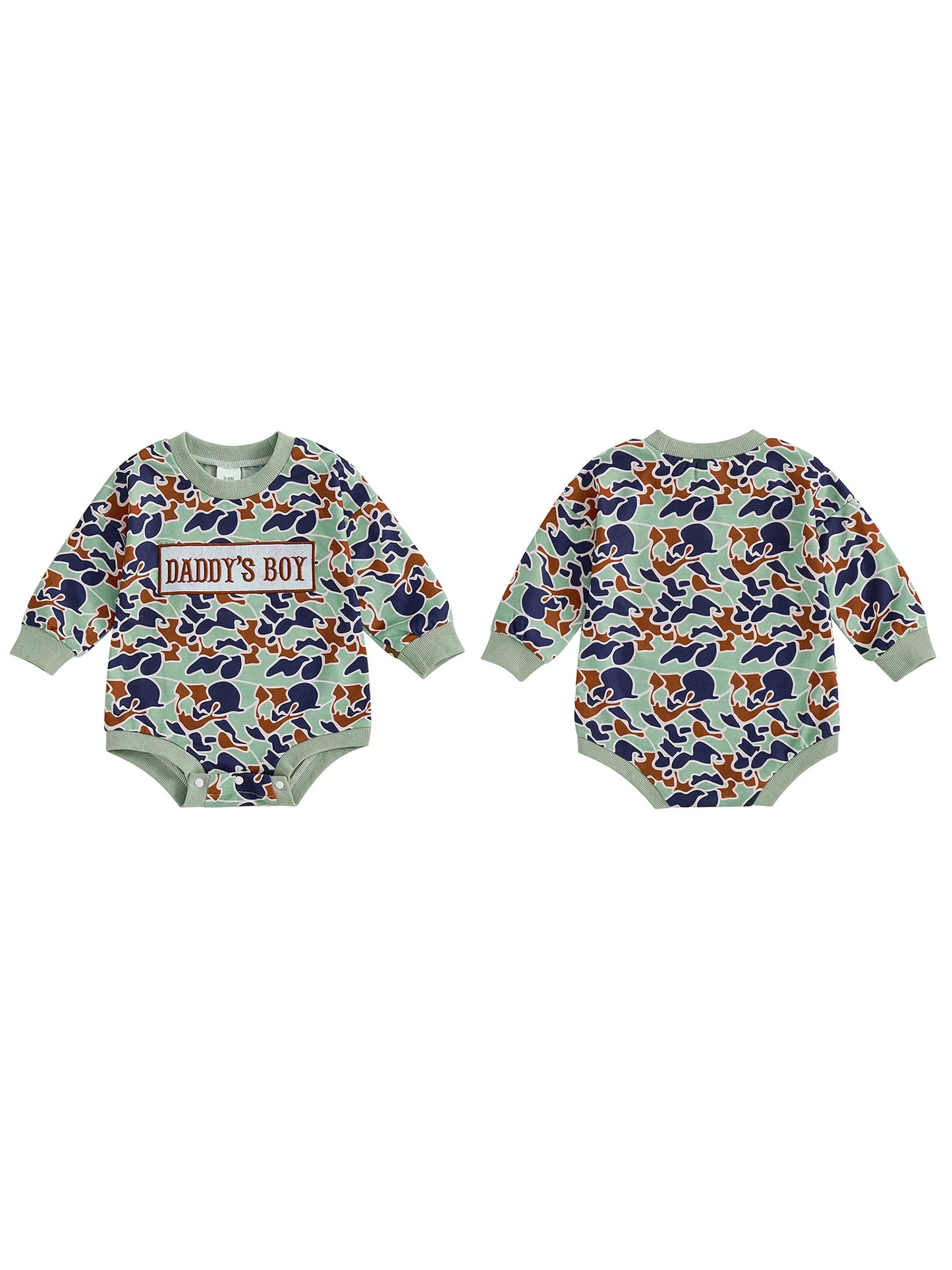 Infant Boys Long Sleeve Crewneck Casual Camouflage Jumpsuit