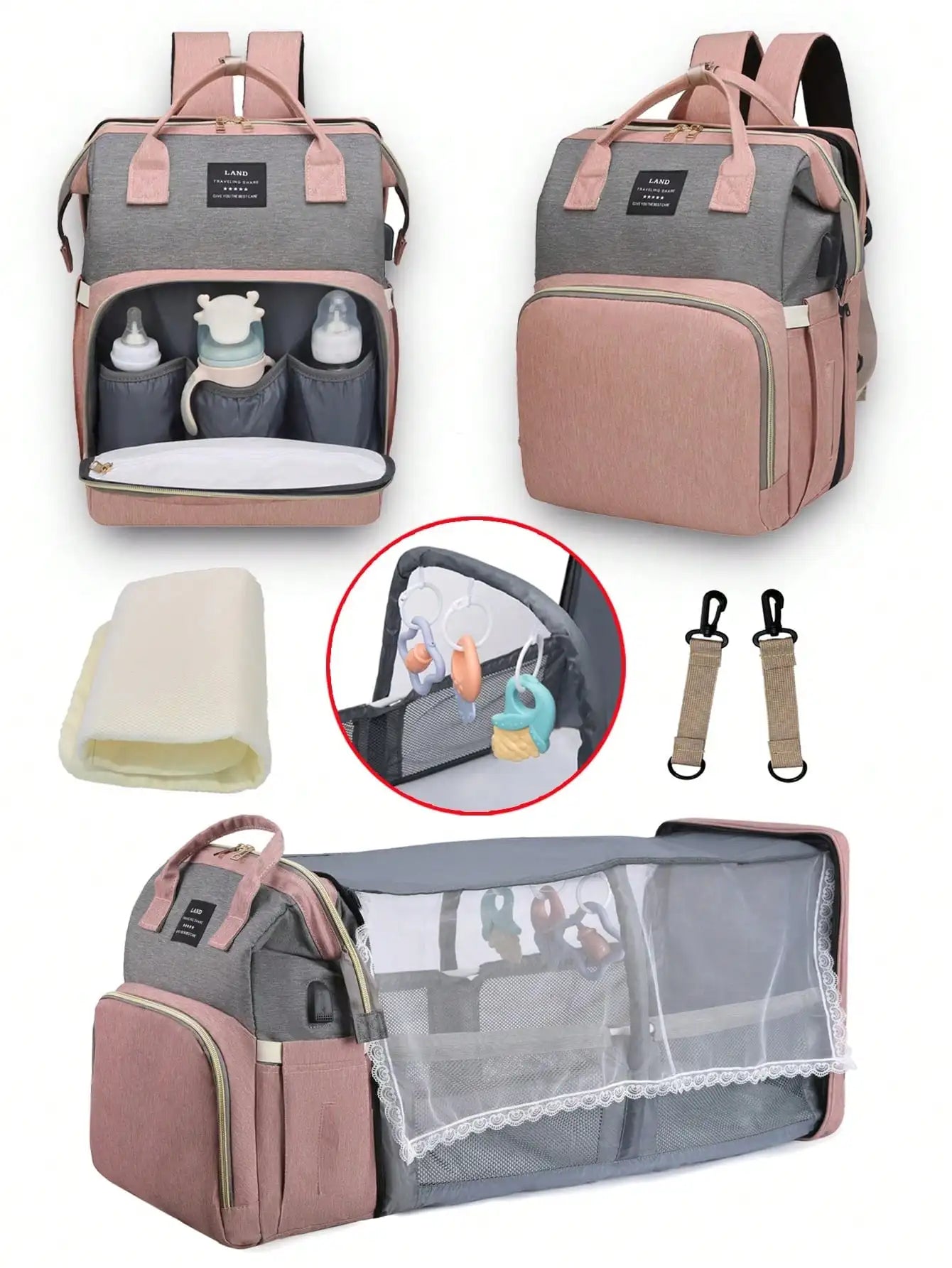 1pc Baby Diaper Bag Backpack with Changing Station