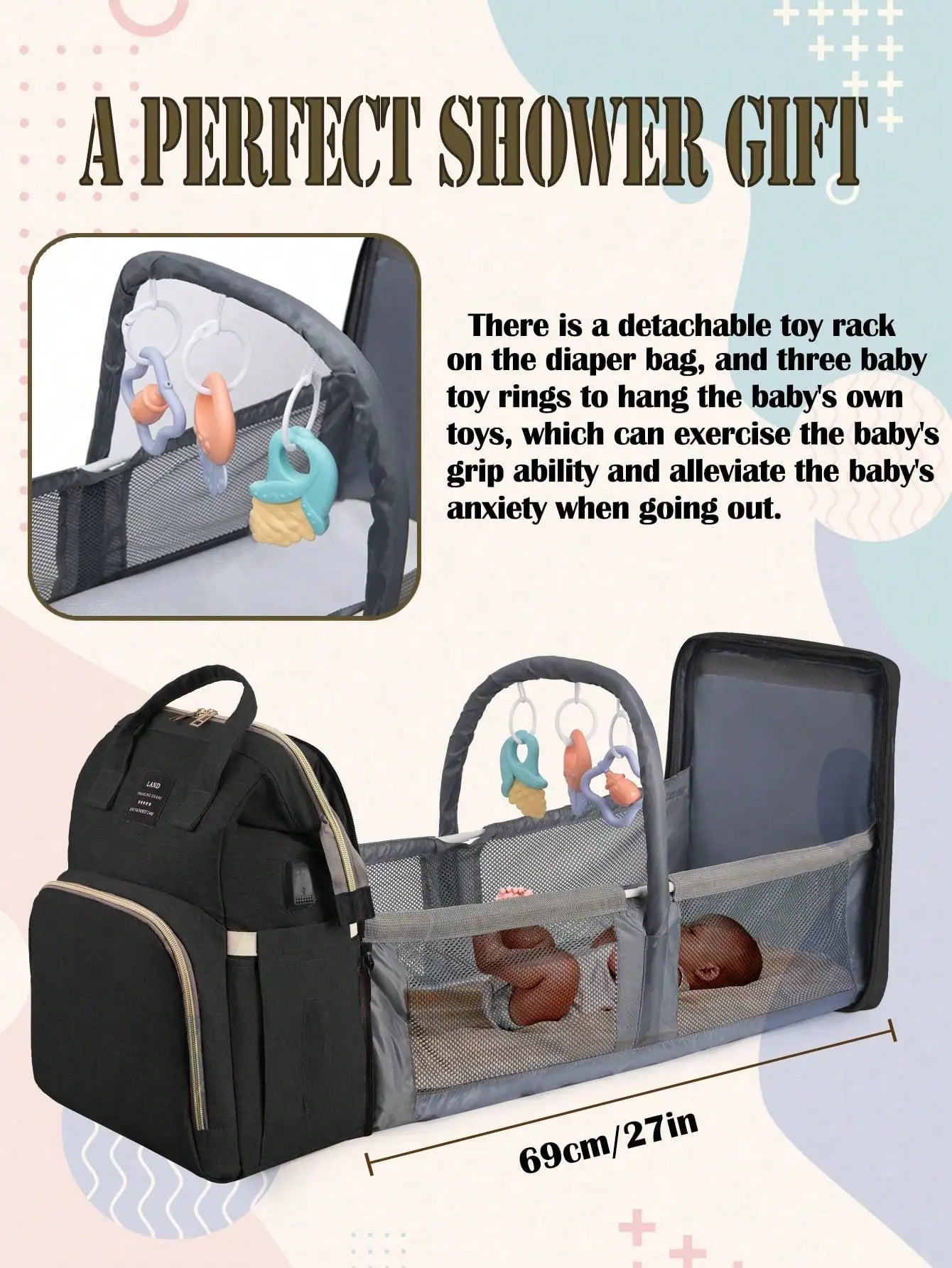 1pc Baby Diaper Bag Backpack with Changing Station