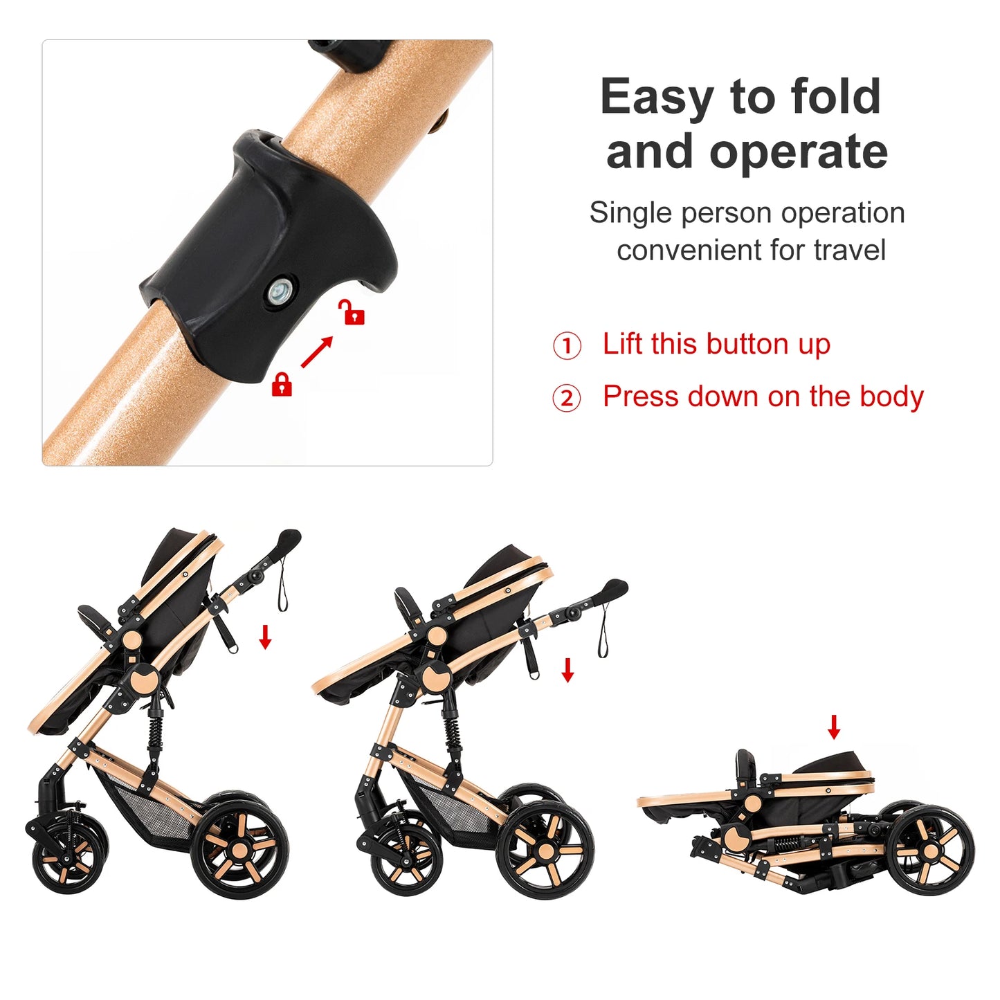 Lightweight Baby Stroller 2 in 1 Stroller And Car Seat