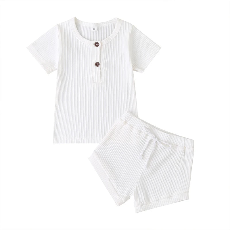 Infant Unisex Summer Knitwear Short Sleeve T-Shirt and Shorts Set