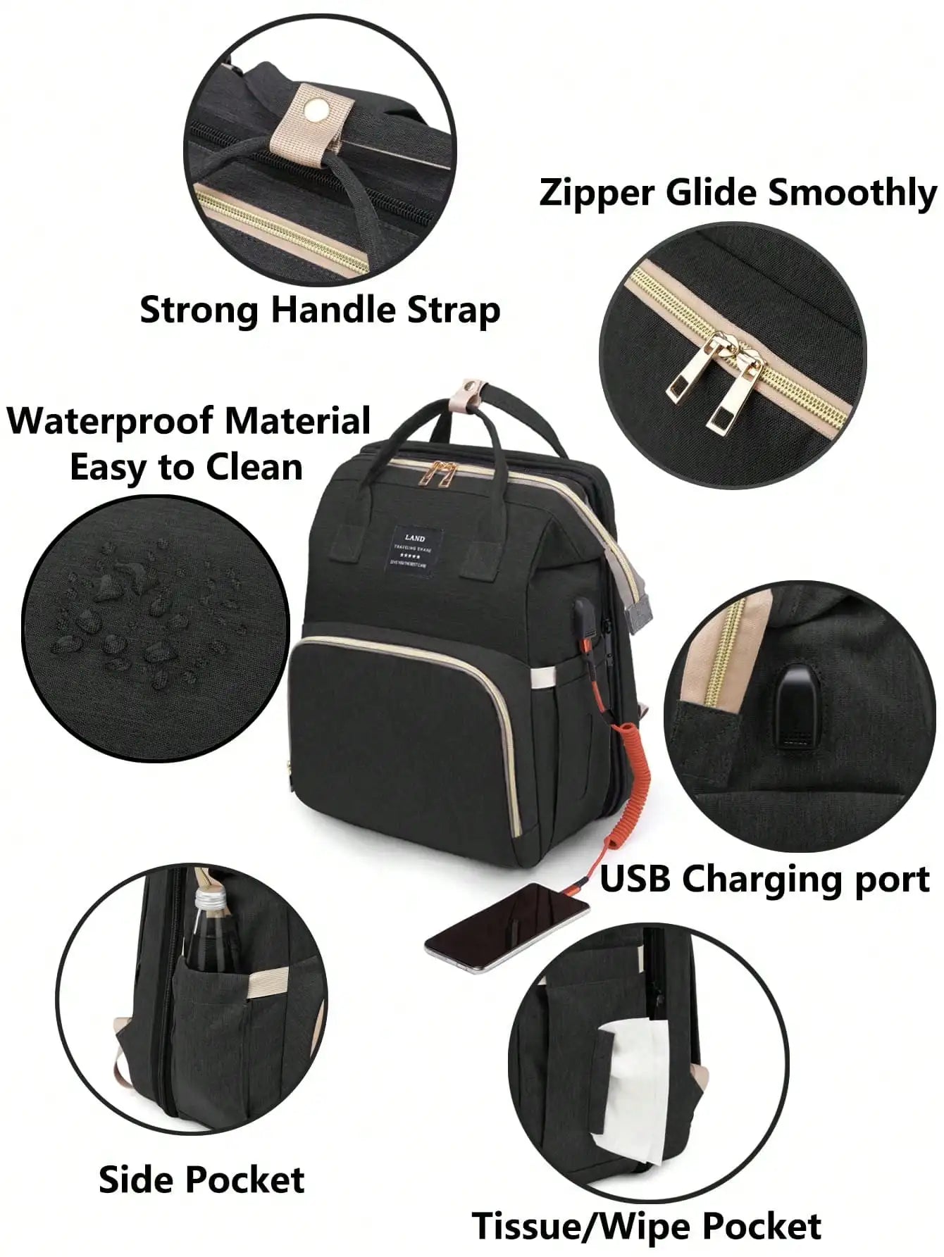 1pc Baby Diaper Bag Backpack with Changing Station