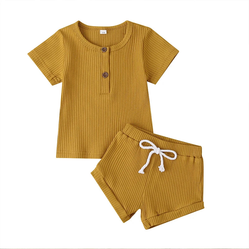 Infant Unisex Summer Knitwear Short Sleeve T-Shirt and Shorts Set