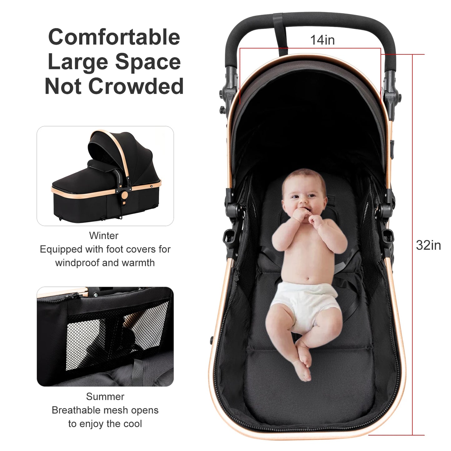 Lightweight Baby Stroller 2 in 1 Stroller And Car Seat