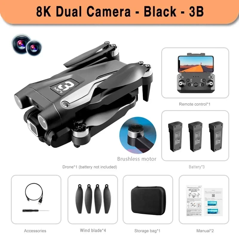 RC GPS Drone HD Dual Camera Obstacle Avoidance Foldable Quadcopter