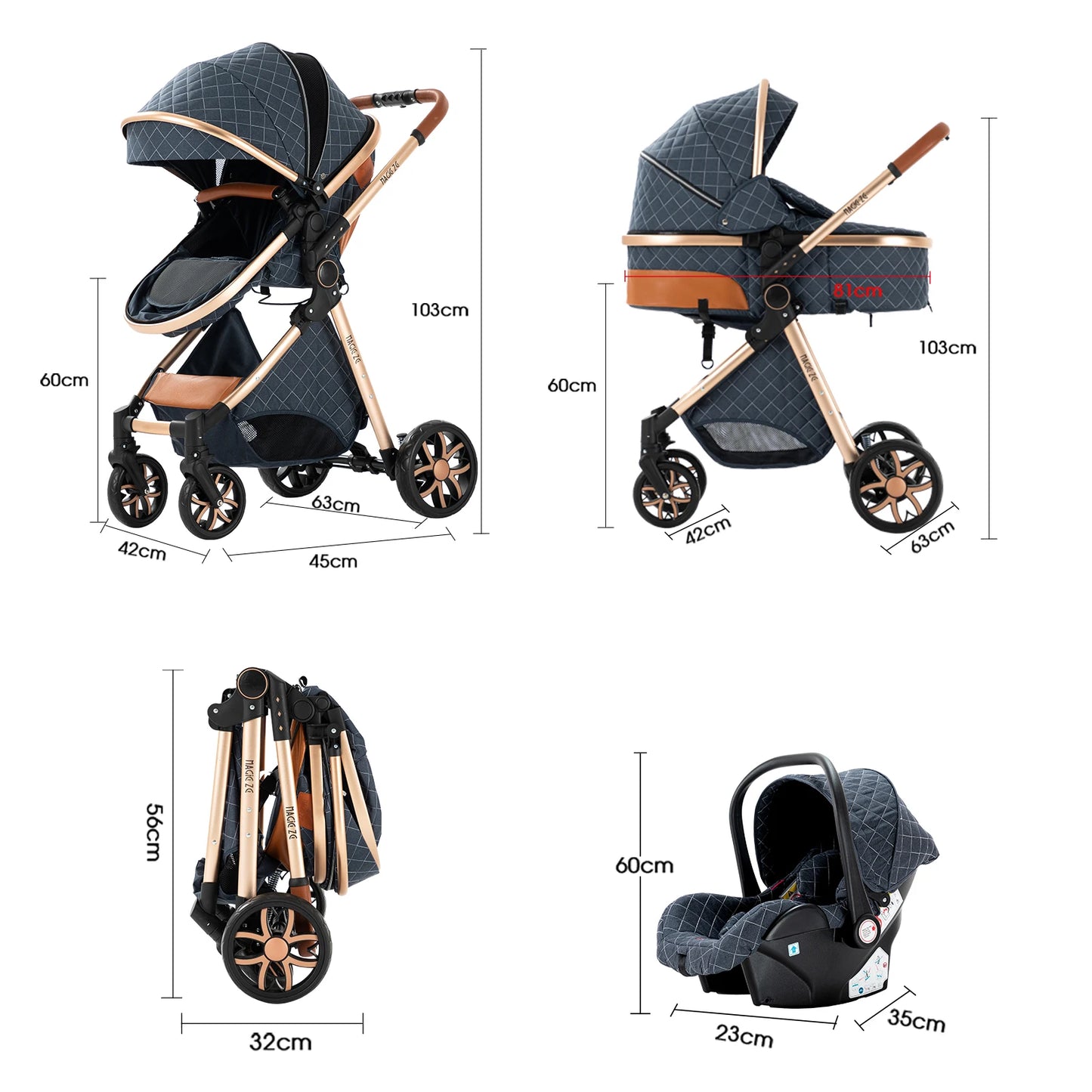 Luxury 3 in 1Baby Stroller