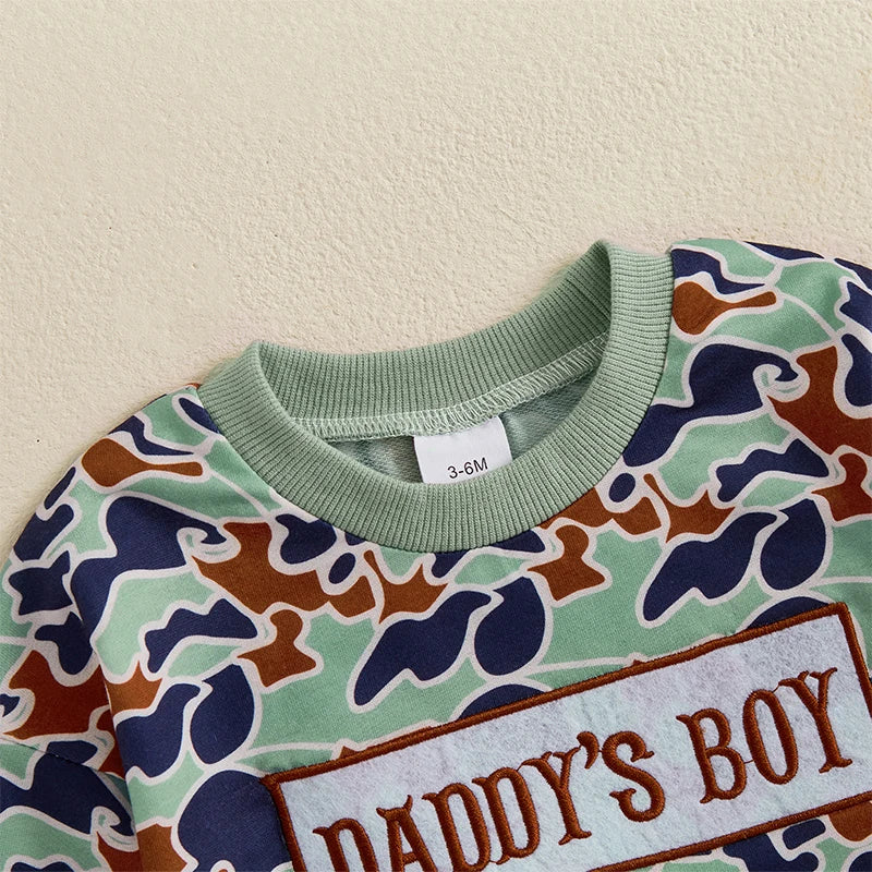 Infant Boys Long Sleeve Crewneck Casual Camouflage Jumpsuit