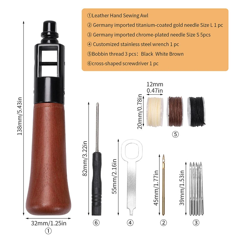 Leather Stitching Awl Thread Kit