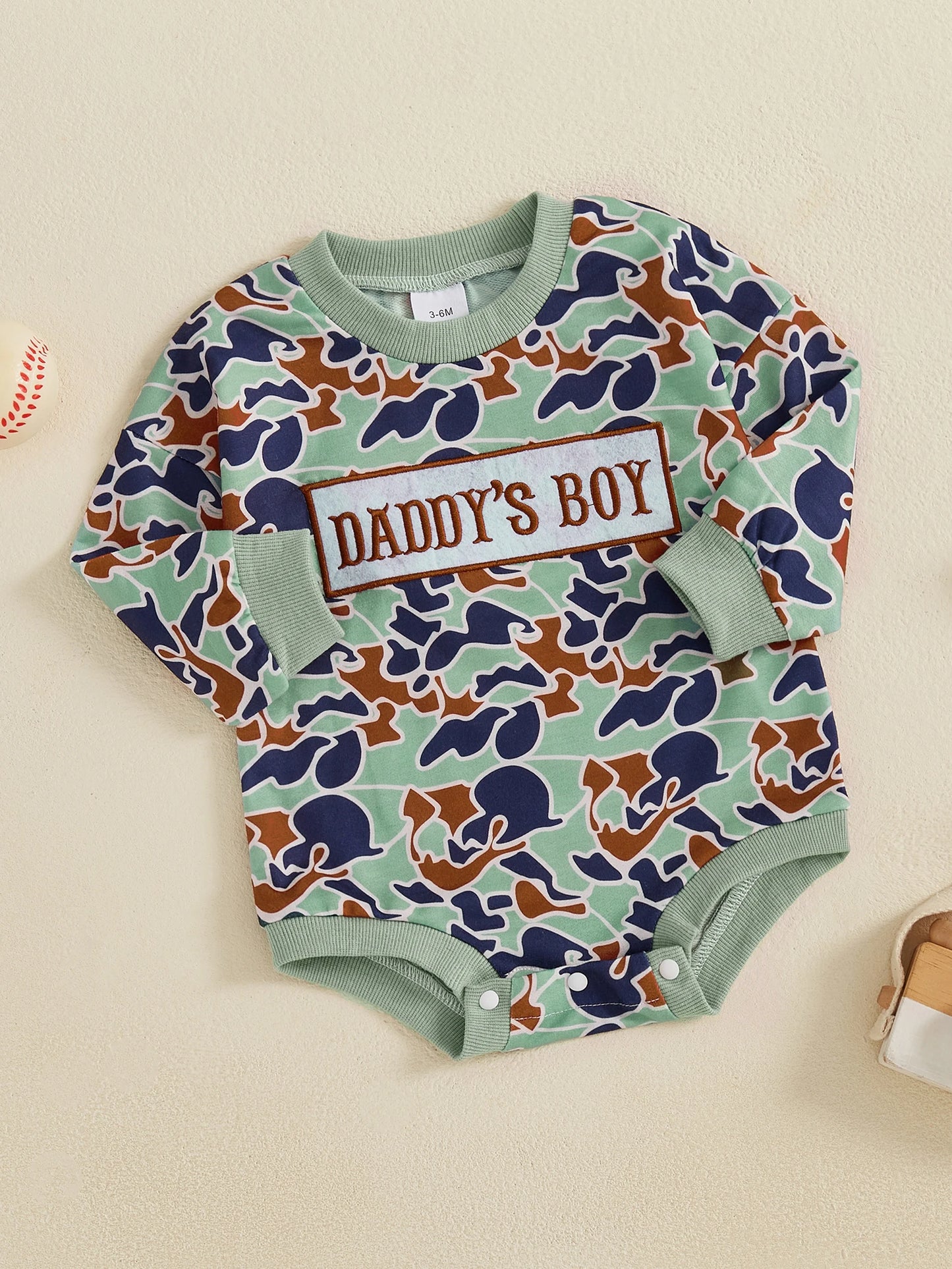 Infant Boys Long Sleeve Crewneck Casual Camouflage Jumpsuit