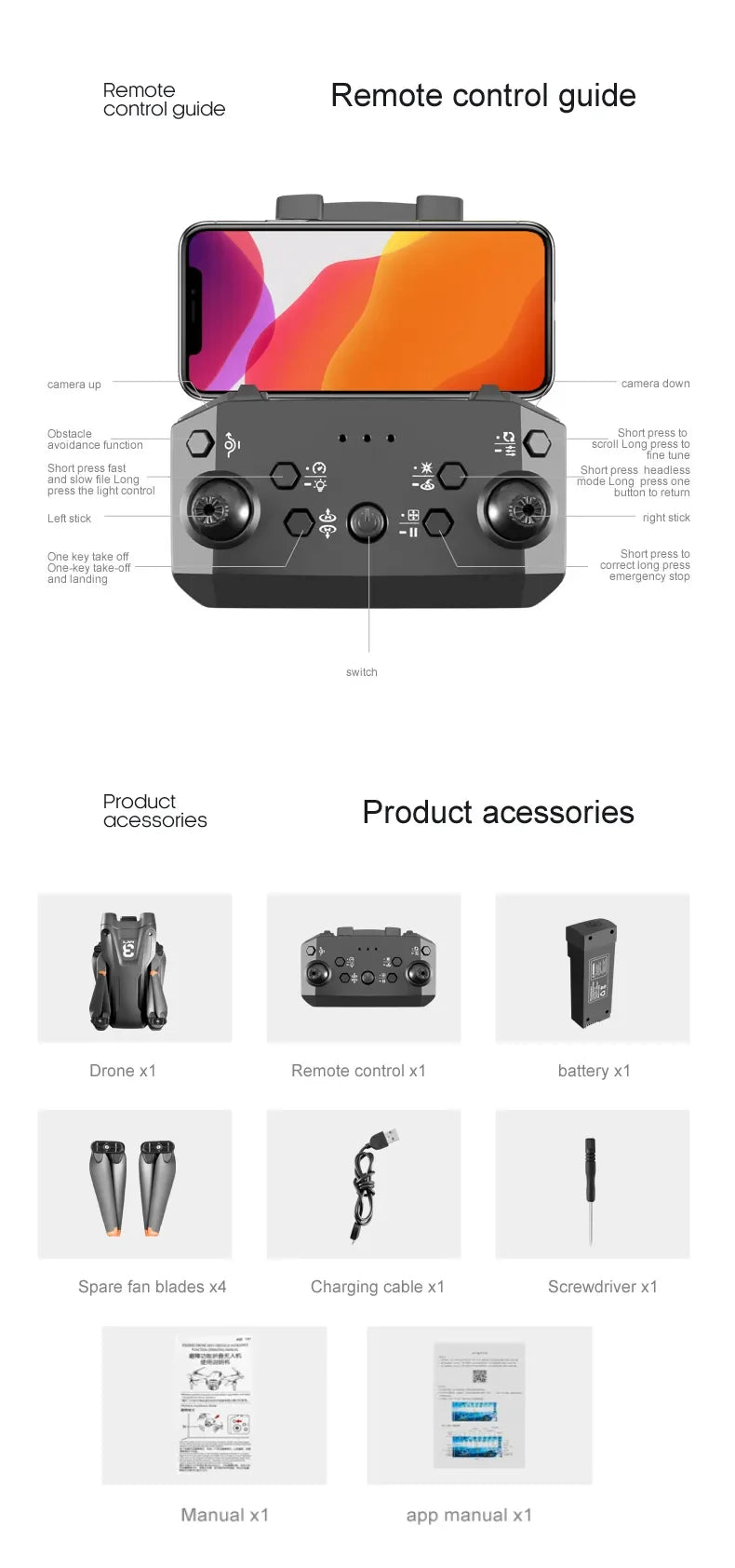 RC GPS Drone HD Dual Camera Obstacle Avoidance Foldable Quadcopter