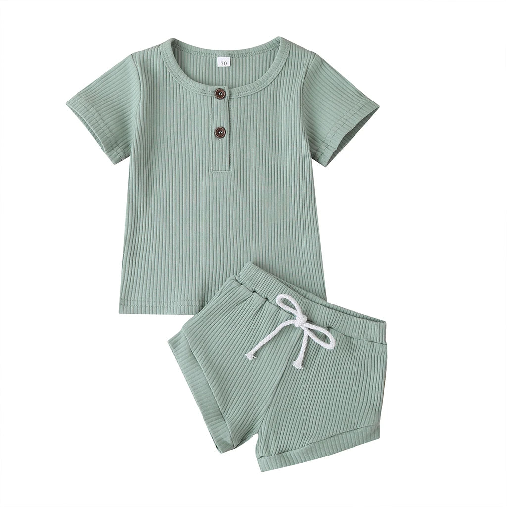 Infant Unisex Summer Knitwear Short Sleeve T-Shirt and Shorts Set