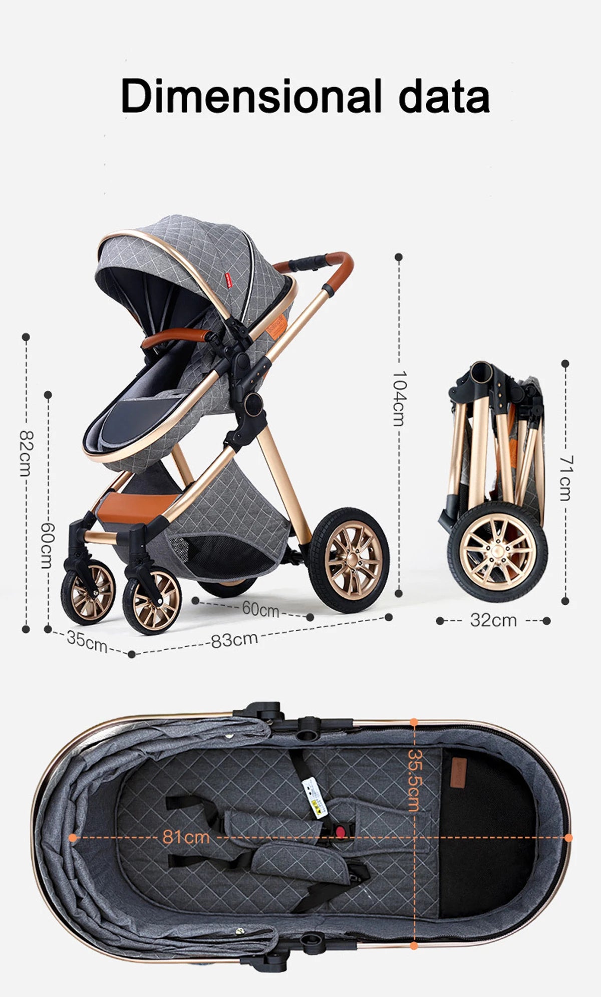 Luxury 3 in 1Baby Stroller
