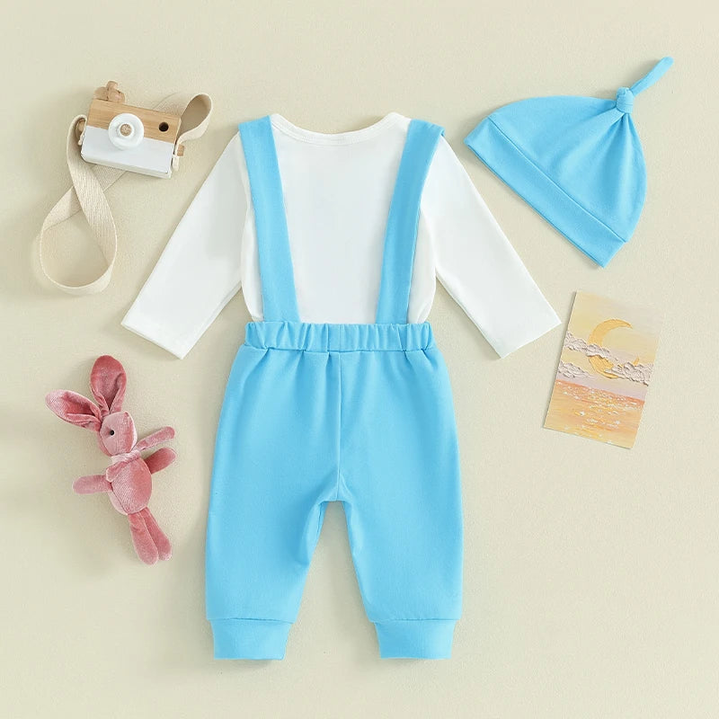 My First Easter Outfit Short Sleeve Dinosaur Print Elastic Waist Shorts Matching Hat