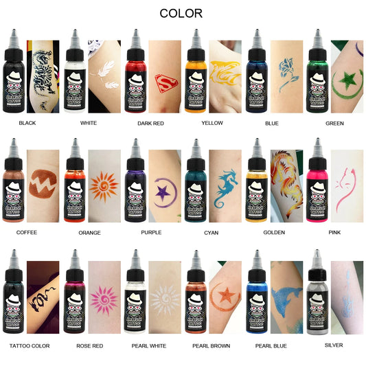 Airbrush Temporary Tattoo Ink Pigment for Airbrush Kit