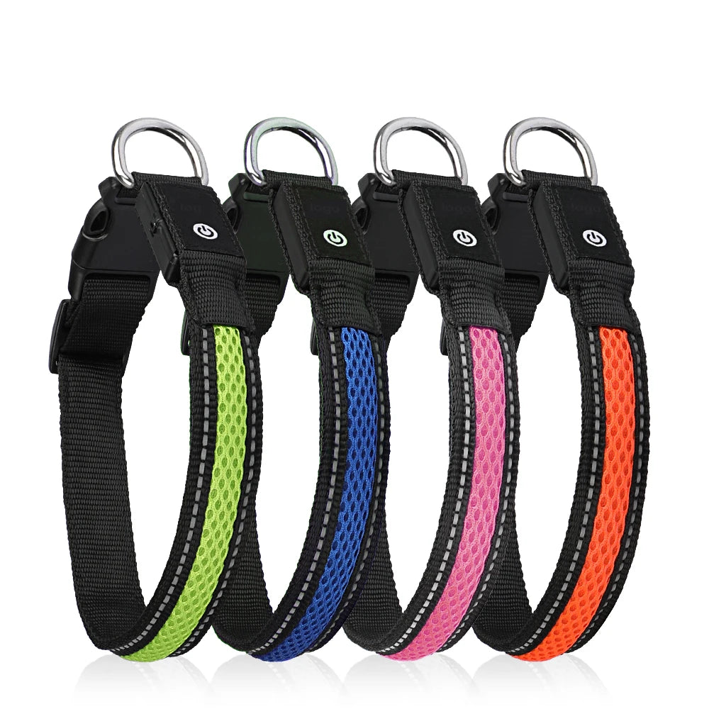 Nylon Dog Collar Night Safety LED Waterproof