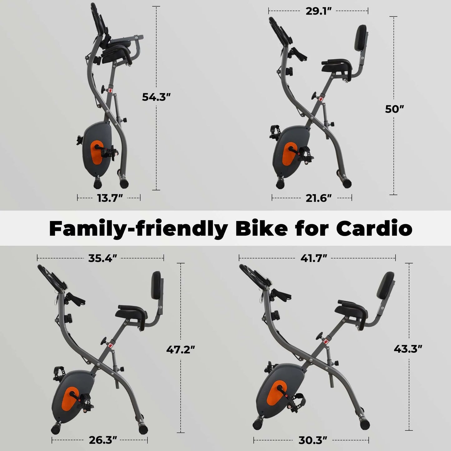 Folding Exercise Bike with Pulse Sensor LCD Monitor