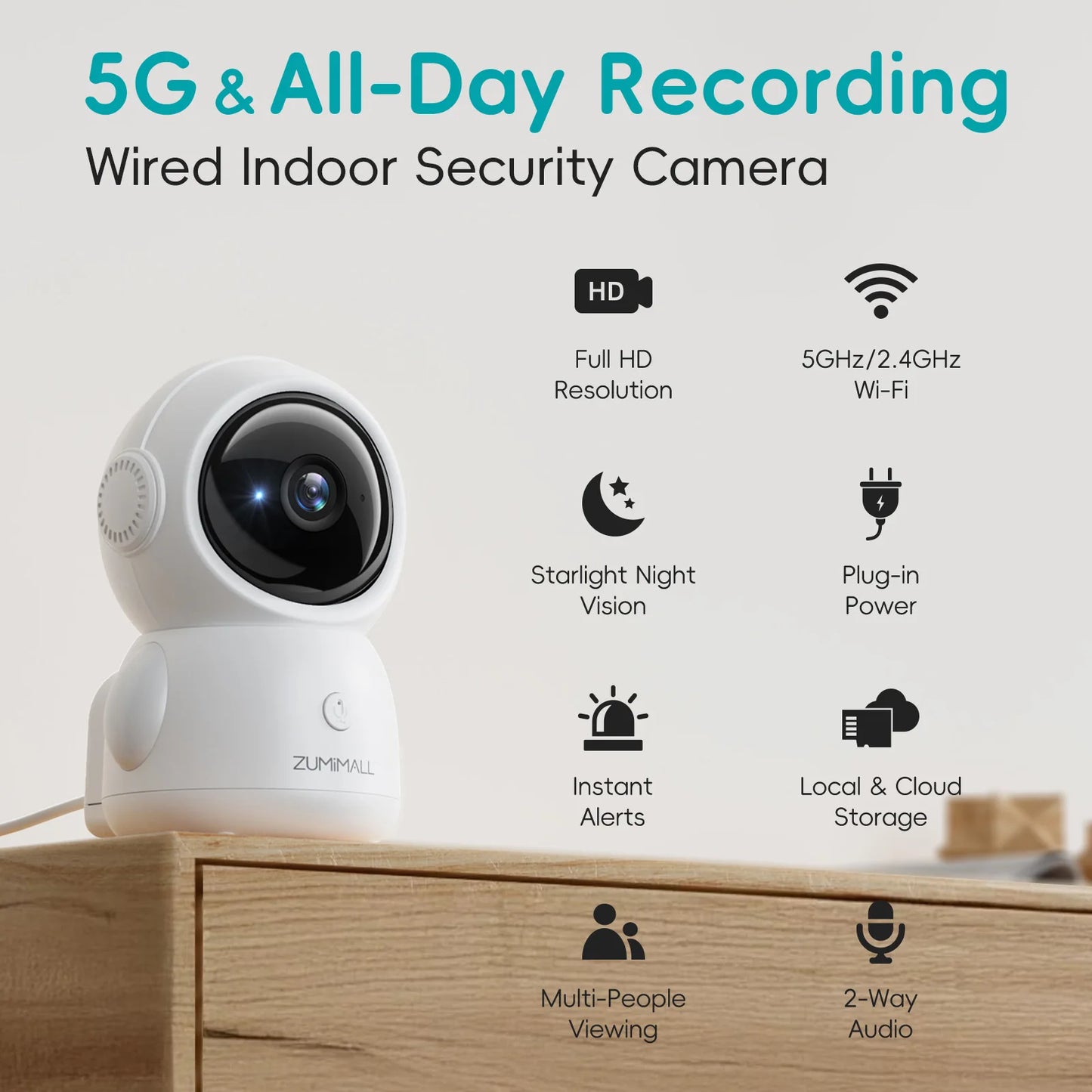 Wired security Camera, WiFi Baby/Pet Monitor
