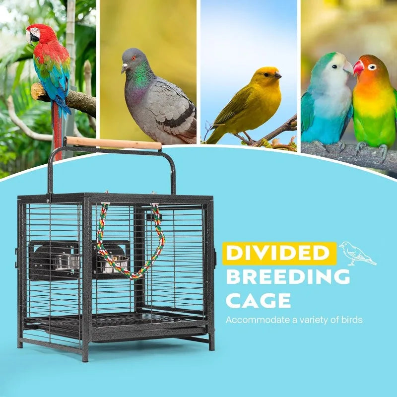 19 Inch Wrought Iron Bird Travel Carrier Cage