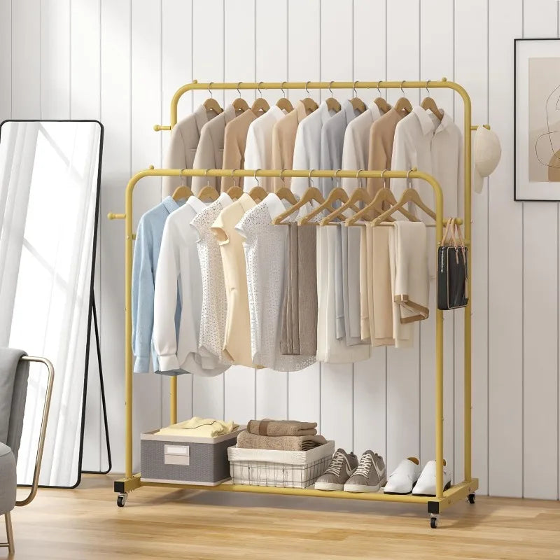 Multi-functional Bedroom Clothes Rack with Wheels