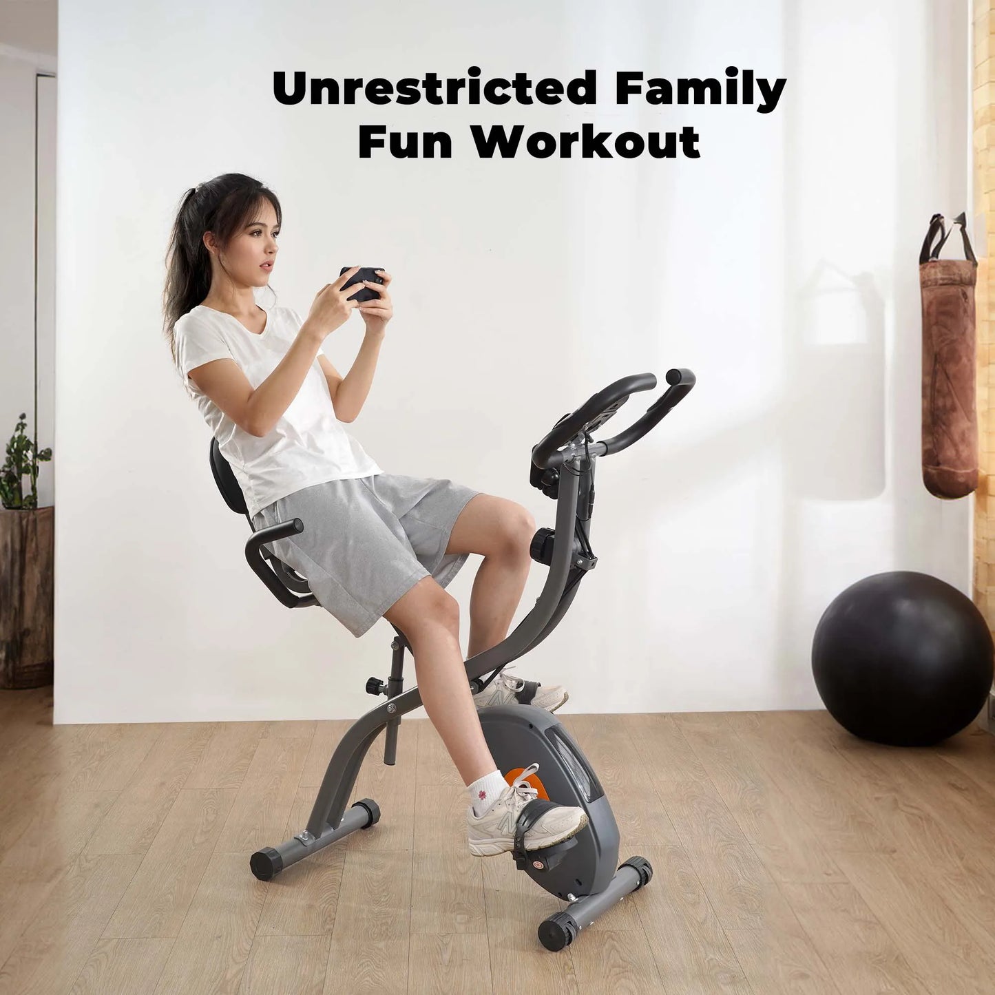 Folding Exercise Bike with Pulse Sensor LCD Monitor