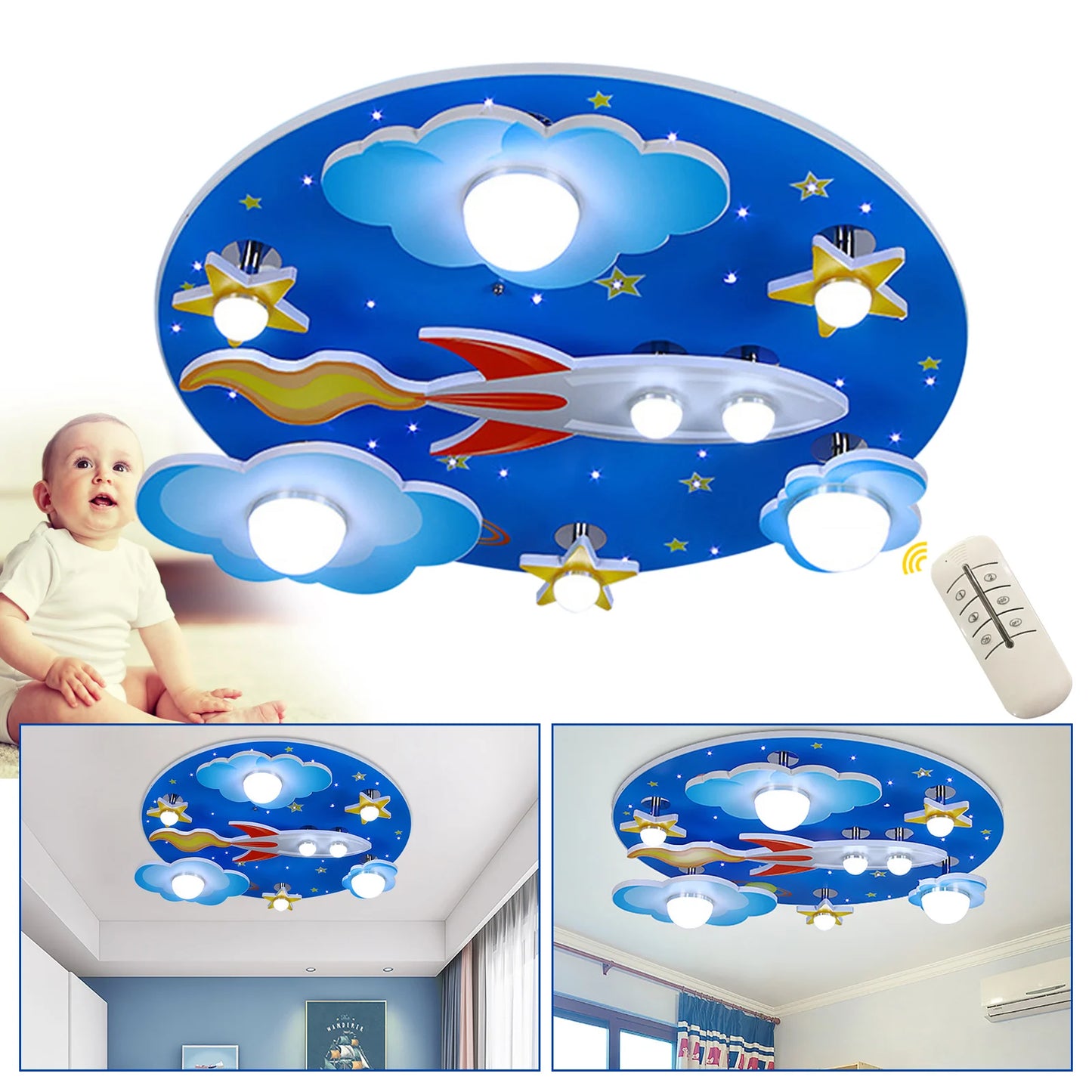 Cartoon Plane Ceiling Chandelier LED Baby Light