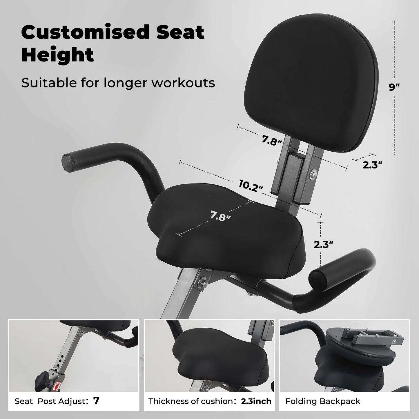 Folding Exercise Bike with Pulse Sensor LCD Monitor