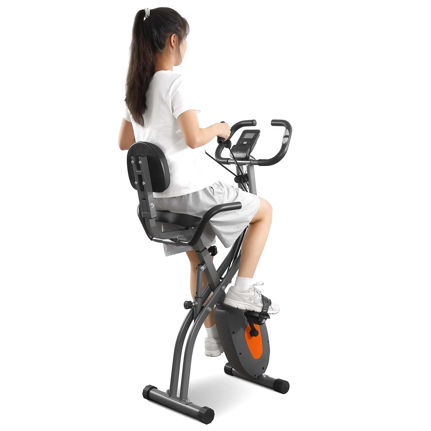 Folding Exercise Bike with Pulse Sensor LCD Monitor