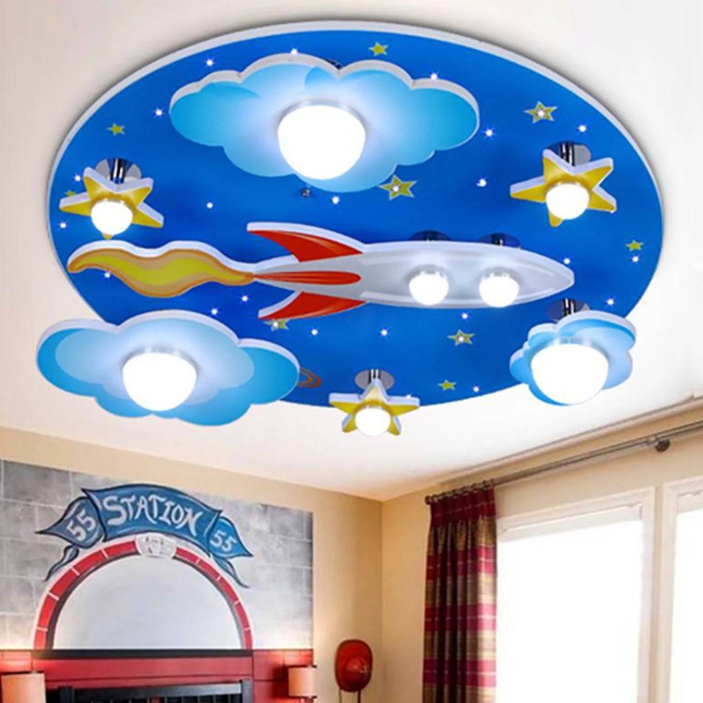 Cartoon Plane Ceiling Chandelier LED Baby Light