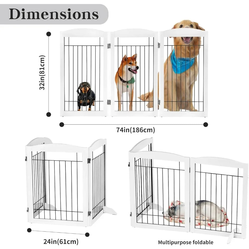 Pet Gate Foldable Wooden Indoor